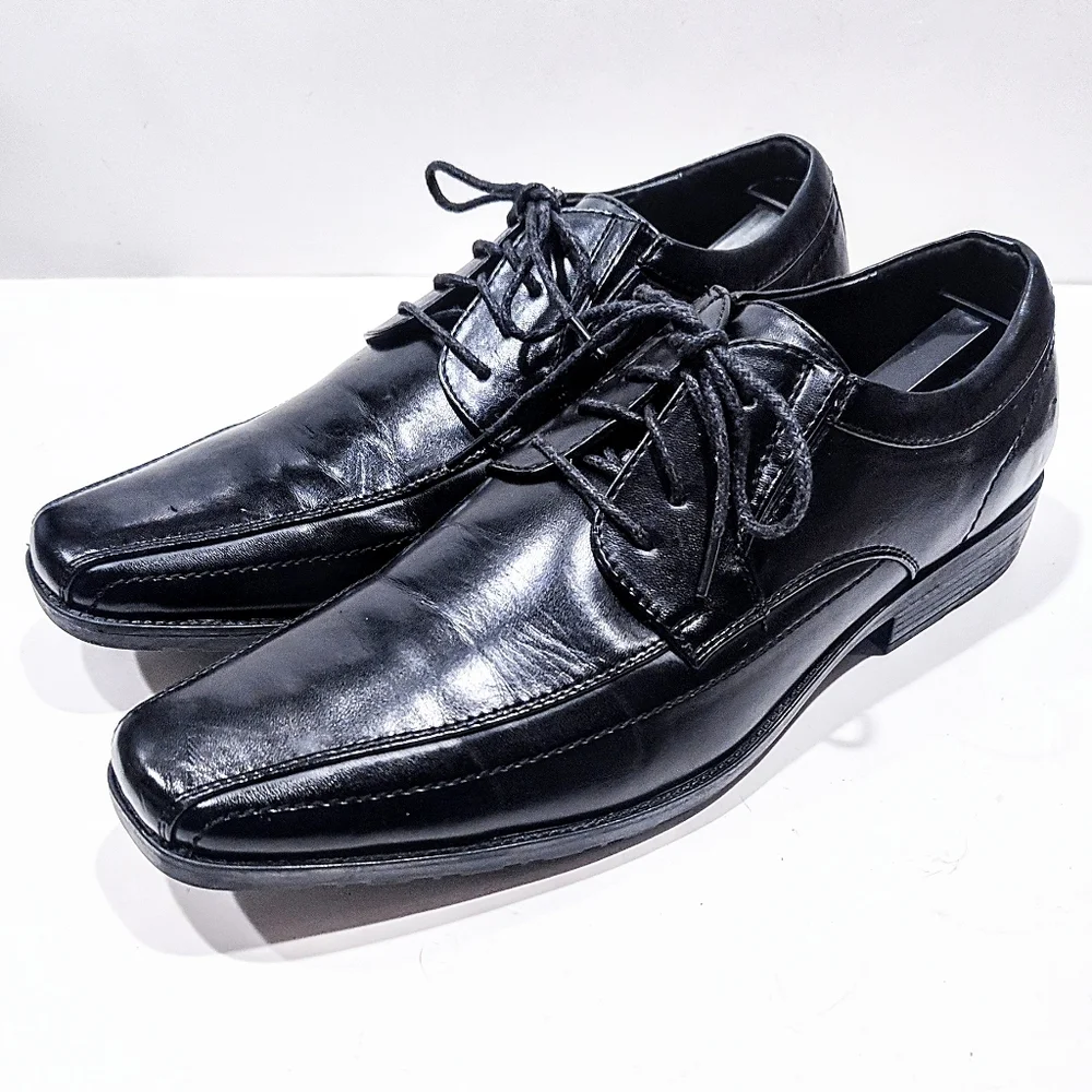 Reaction Kenneth Cole Ultra Slick Mens Size 11.5 M Black Man-made Dress Lace-Up - Picture 2 of 12